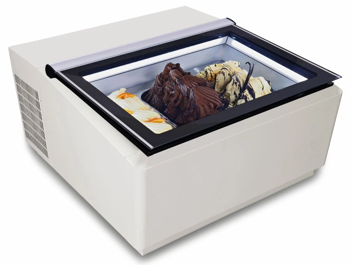 Countertop Model ICE Cream Display White Opens ON The Customer Side