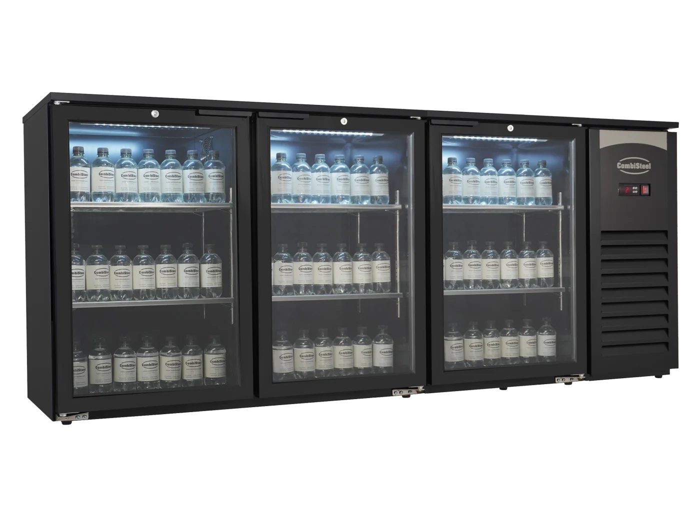 Backbar Cooler 3 Glass Doors Black Backbar counter